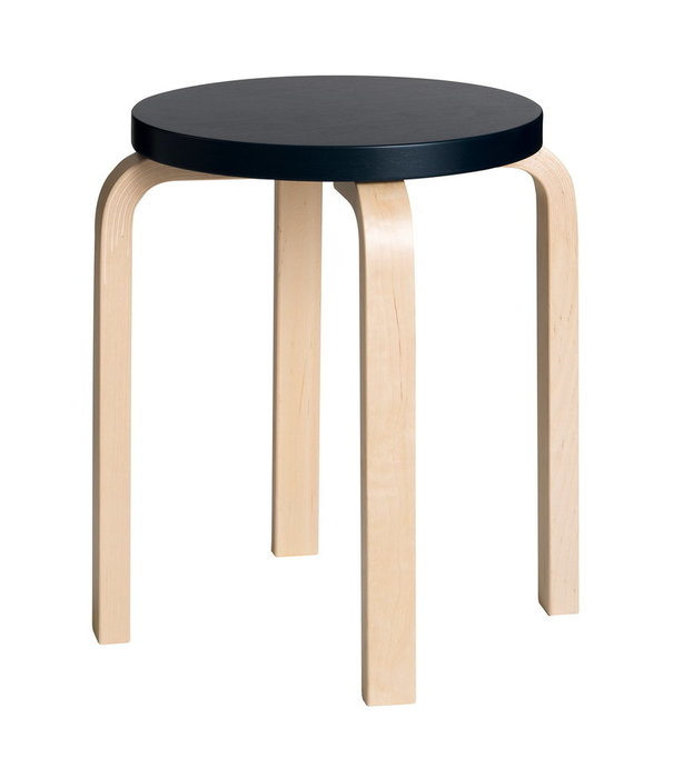 Artek   Stool E60 birch, black lacquered