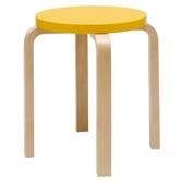Stool E60 birch, yellow lacquered