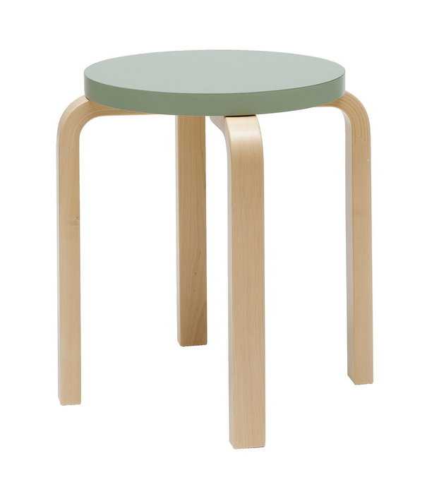 Artek  Stool E60 Kruk berken, groen gelakt