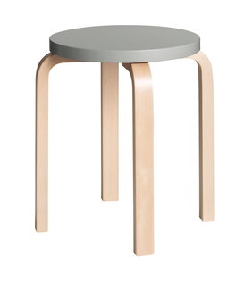 Stool E60 Kruk berken, zitting grijs