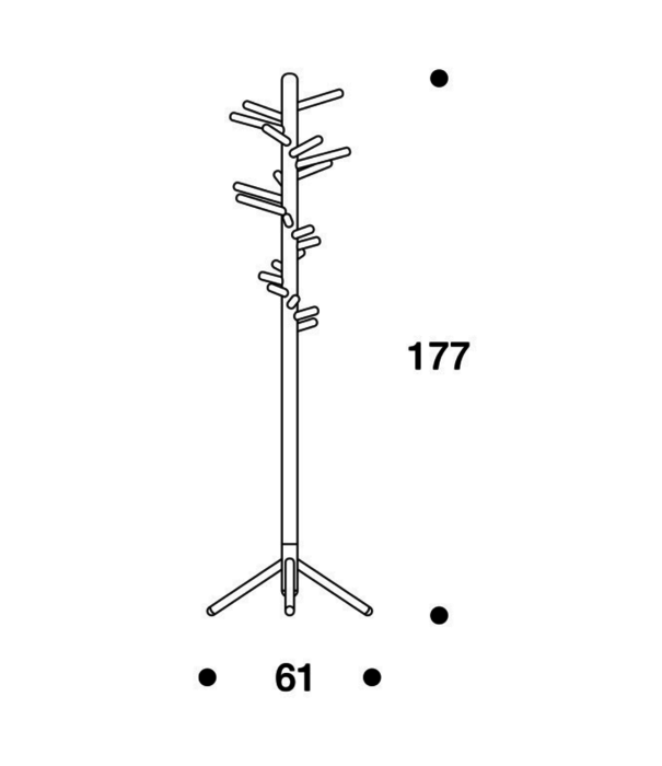 Artek  Artek - Clothes Tree 160 zwart gelakt - zwart stalen voet