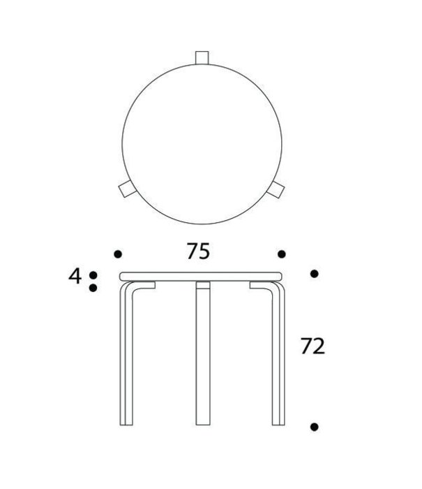 Artek  Artek - Aalto Table round 90B black lino