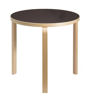 Artek Aalto Table 90B Round birch, black lino Ø75