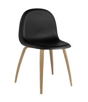 Gubi 3D Dining Chair black shell, oak legs