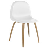 3D Dining Chair Hirek white, oak legs , set of 4 - Sale