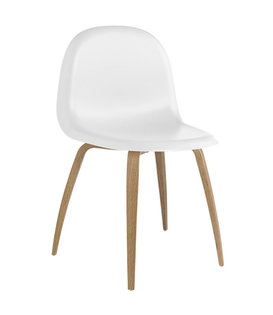 3D Eetkamerstoel Hirek wit, eiken poten, set van 4 - Sale