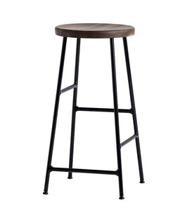 Hay - Cornet Bar Stool soft black, seat smoked oak H65