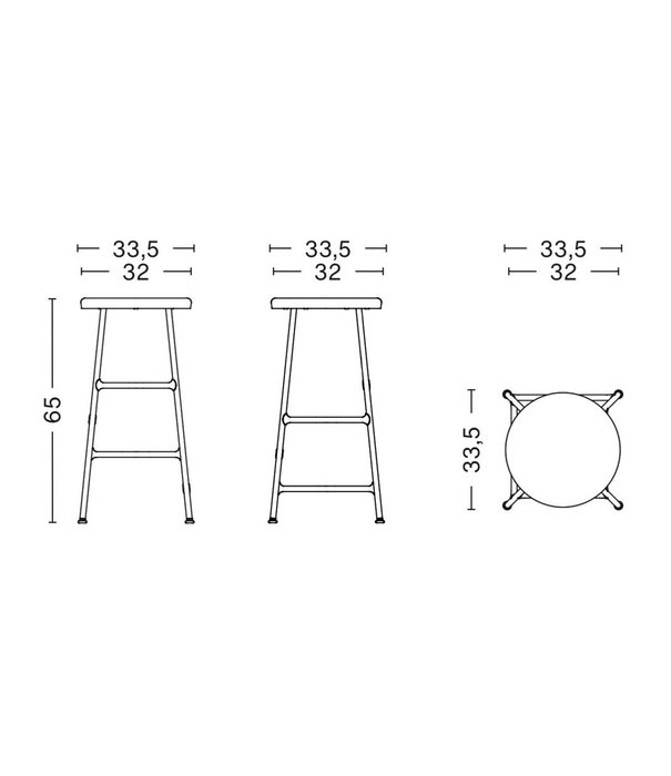 Hay  Hay - Cornet Bar Stool 65Cm Oiled Oak - Base Cream