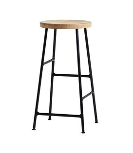 Hay - Cornet Bar Stool soft black, seat oiled oak H65