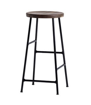 Hay - Cornet Bar Stool soft black, seat smoked oak H75