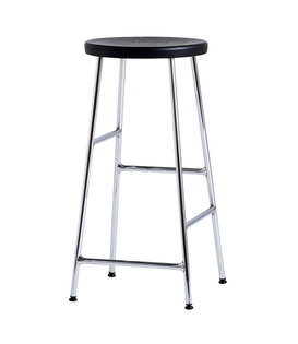 Hay - Cornet Bar Stool chromed steel, seat black oak H75