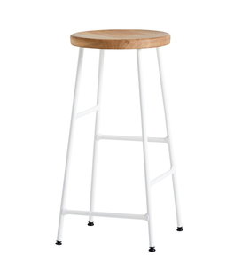 Hay - Cornet Bar Stool cream white, seat oiled oak H75