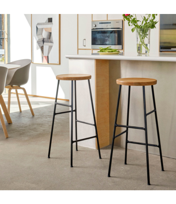 Hay  Hay Cornet Bar Stool smoked oak, soft black base