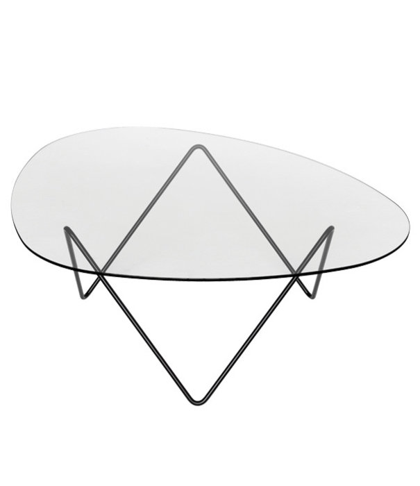 Gubi  Pedrera Salontafel helder glas, zwart onderstel