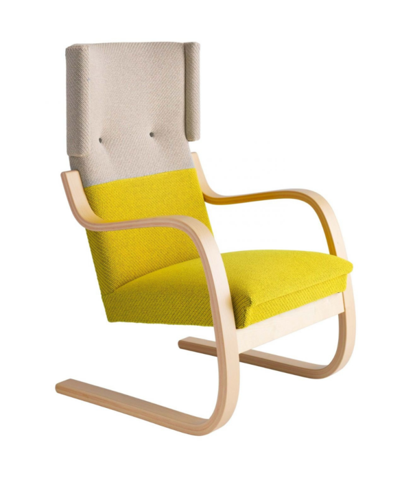 Artek  Artek - Lounge Chair 401 Grey + Yellow