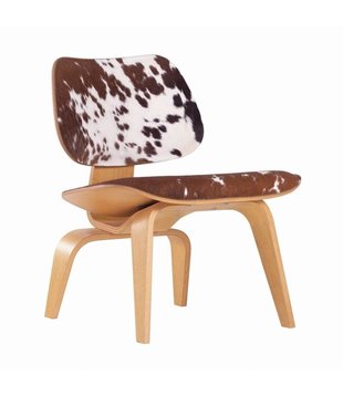 Vitra - LCW Calf's Skin lounge stoel essen, bruin/wit