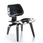 LCW Calf's Skin Lounge Stoel zwart essen, zwart/wit vacht