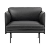 Muuto Outline Fauteuil Refine leer zwart, zwart onderstel