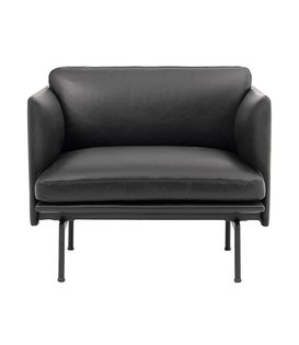 Outline Fauteuil Refine leer zwart, zwart onderstel