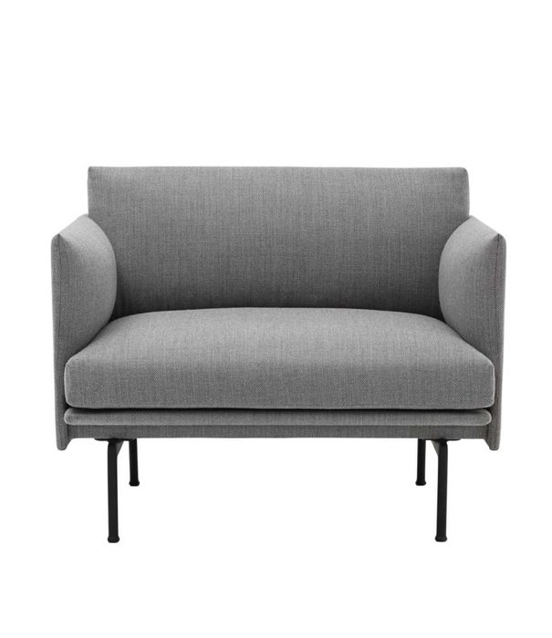 Muuto Outline Fauteuil Fiord 151 grijs, zwart onderstel
