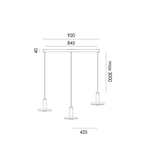 Tonone  Tonone - Beads Three beads in line LED hanglamp