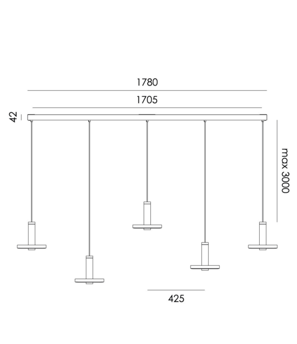 Tonone  Beads  Five beads in line LED hanglamp