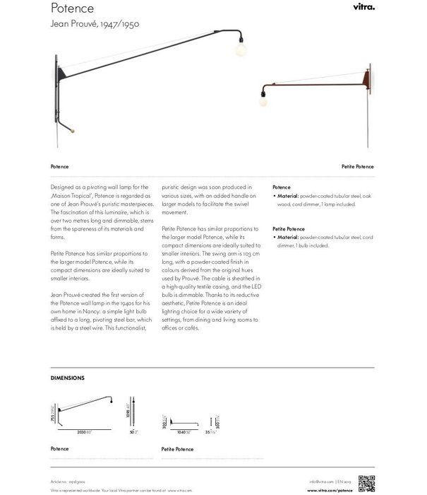 Vitra  Vitra - Potence wandlamp diep zwart