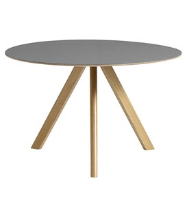 Hay CPH 20 Round Dining Table grey linoleum, oak 120cm