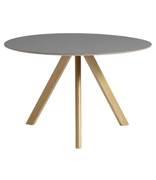 CPH 20 Round Dining Table grey linoleum, oak 120cm