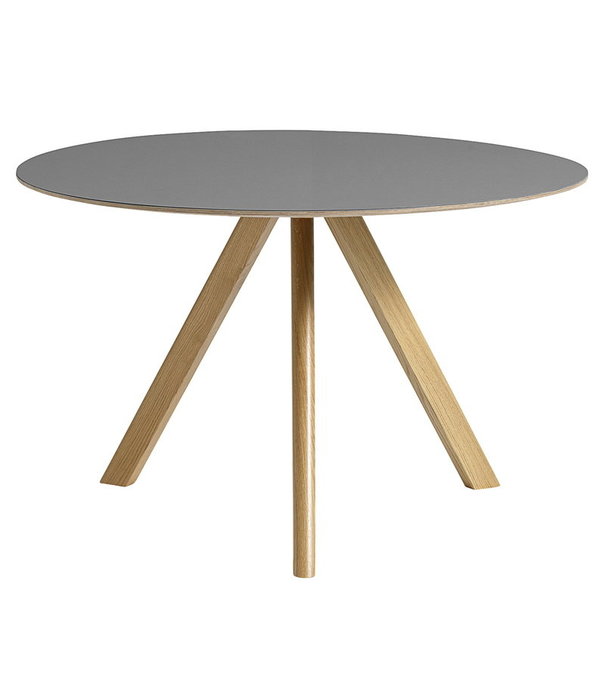 Hay  CPH 20 Eettafel Rond grijs linoleum, eiken