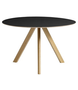 Hay CPH 20 Round Dining Table black linoleum, oak 120cm