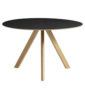 Hay - Cph 20 round dining table oak - black linoleum Ø120