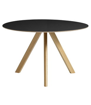 CPH 20 Round Dining Table black linoleum, oak 120cm