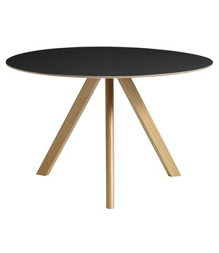 Hay - Cph 20 round dining table oak - black linoleum Ø120