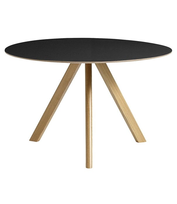 Hay  CPH 20 Round Dining Table black linoleum, oak