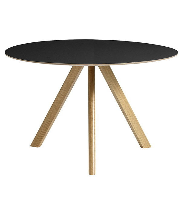 Hay  Hay - Cph 20 round table oak - black linoleum Ø120