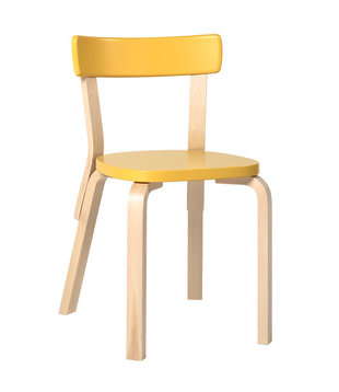 Artek - Chair 69 birch, yellow lacquered