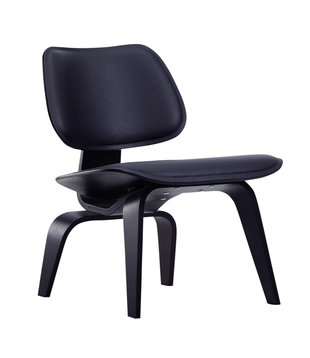 Vitra LCW Leather Lounge Chair black ash, black nero leather