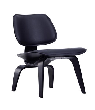 Vitra - LCW Leather lounge stoel zwart essen, leder