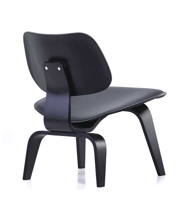 Vitra   Eames LCW Leather Lounge Stoel zwart essen, nero leer