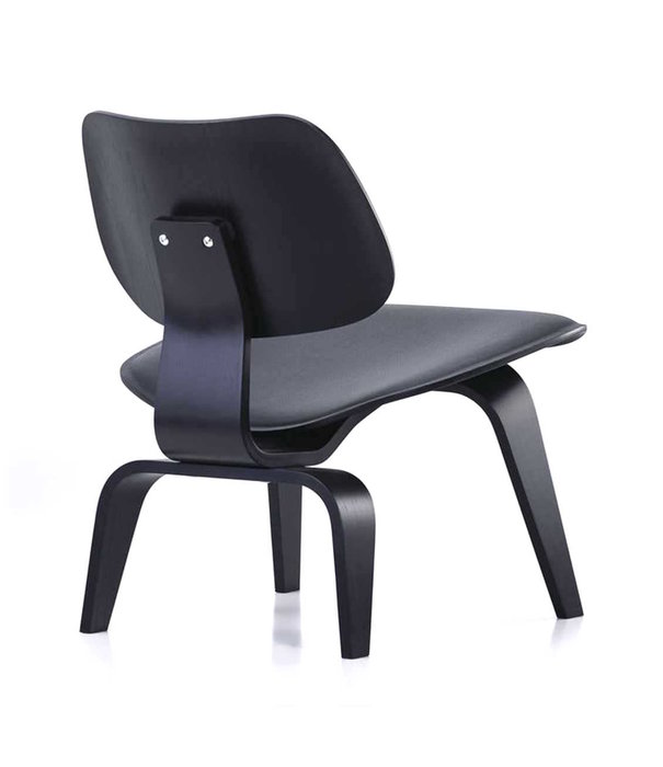 Vitra  Vitra - Eames LCW Leather lounge stoel zwart essen, zwart leder