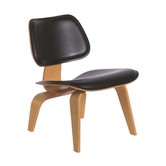 Vitra LCW Leather Lounge Stoel essen, zwart nero leer