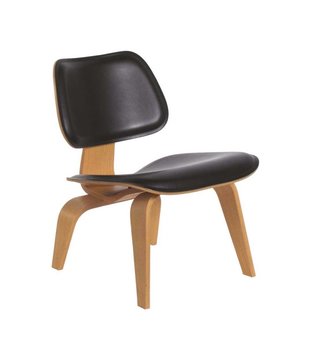 Vitra LCW Leather Lounge Stoel essen, zwart nero leer