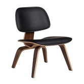 Vitra LCW Leather Lounge Chair walnut, black nero leather