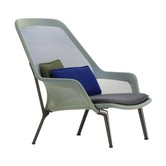 Vitra -  Slow Chair lounge chair blue / green, chocolate