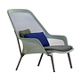 Vitra -  Slow Chair lounge stoel blauw/groen, chocolade