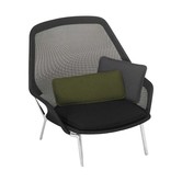 Vitra -  Slow Chair lounge stoel zwart,  gepolijst aluminium