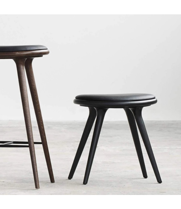 Mater Design  Mater Design - High Stool polished aluminium, black leather