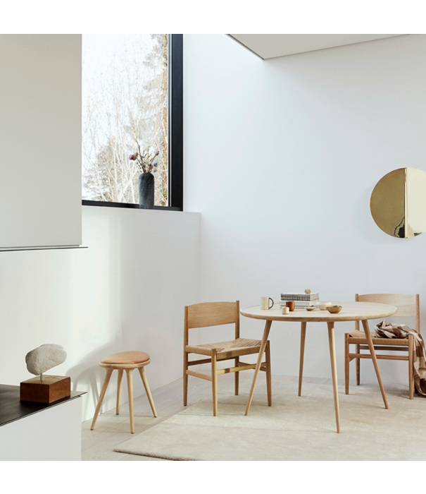 Mater Design  Mater High Stool gepolijst aluminium, zwart leer 74cm