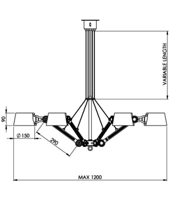 Tonone  Tonone - Bolt Chandelier 6 arm